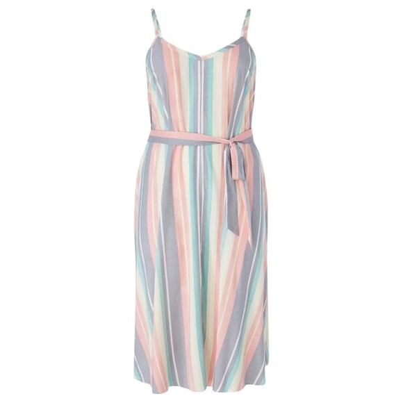 Torrid Midi Pastel Challis Striped Trapeze and Swing Dress Plus Size 2 2X 18/20 - Picture 1 of 8